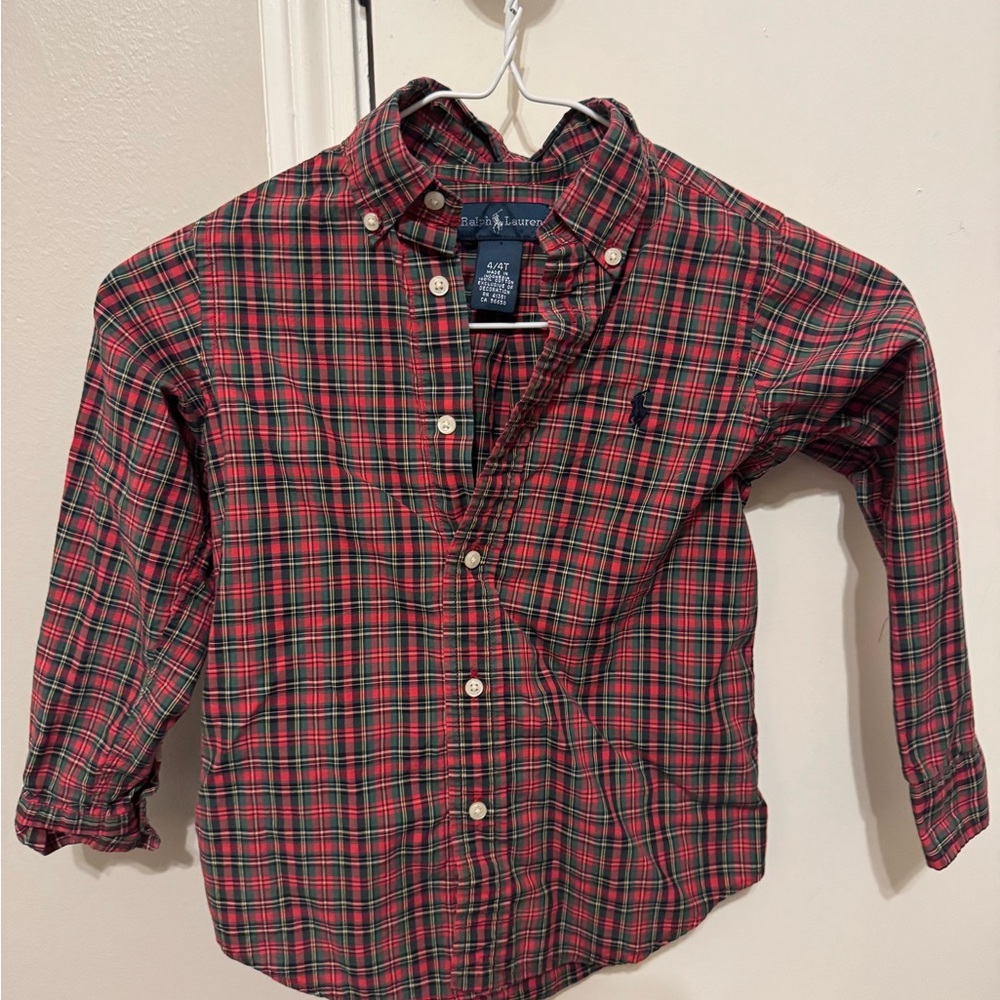 Ralph Lauren Kids Red and Green Plaid Shirt